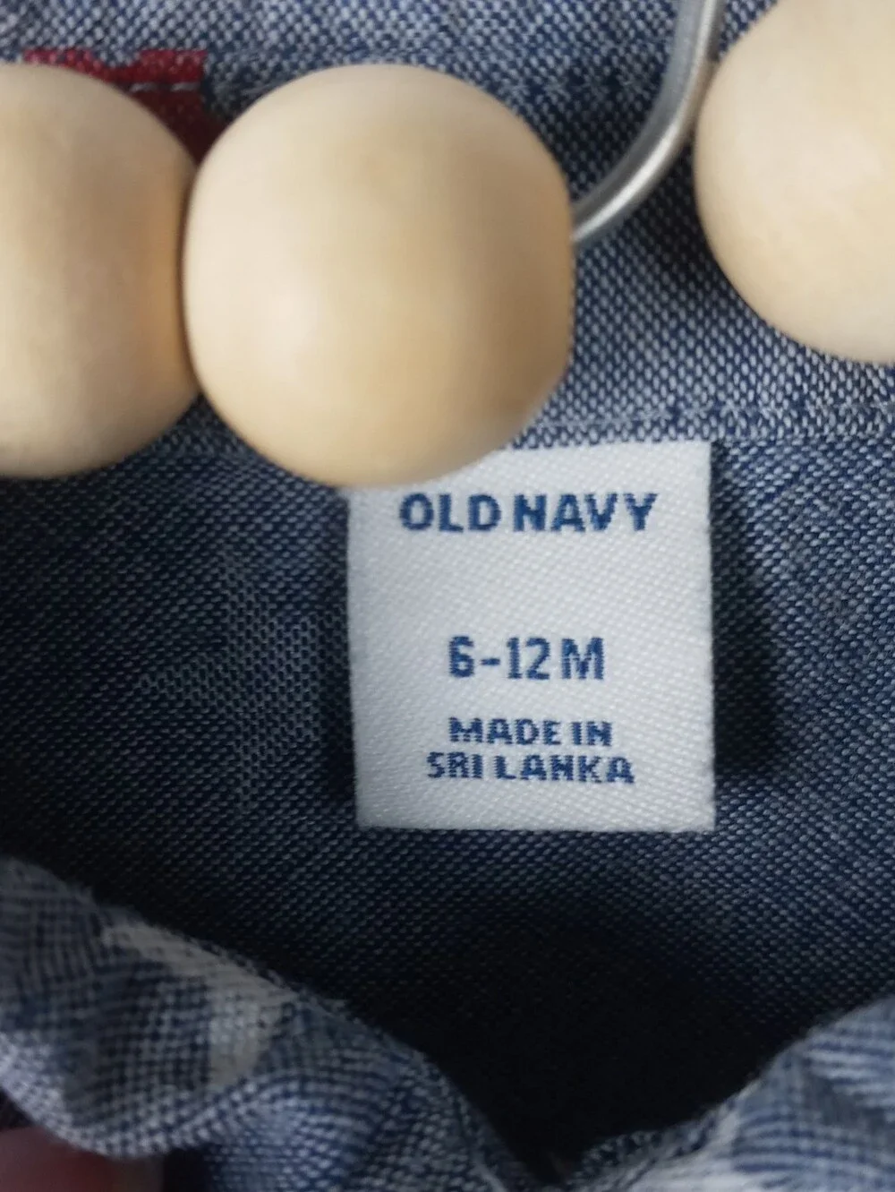 Old Navy boys size 6-12 mos chambray red white star pattern button down shirt